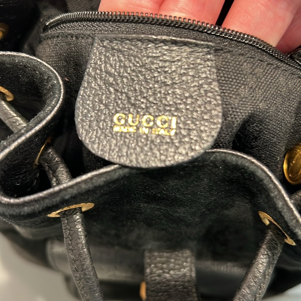 Gucci Mini Bamboo Backpack in Black Suede with COA EUC - Picture 12 of 17